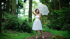 Brunettes woman nature dress