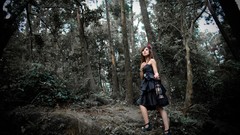 Brunettes woman nature dress