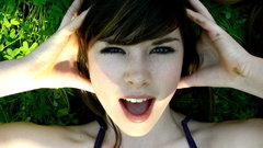 Brunettes woman open mouth