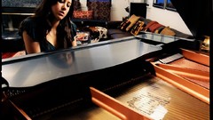 Brunettes woman piano singers