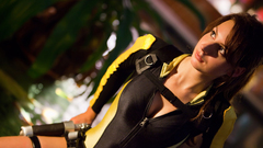 Brunettes woman pistols cosplay