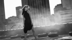 Brunettes woman rooftops monochrome