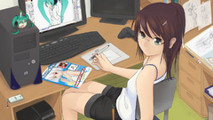 Brunettes woman room Gamers