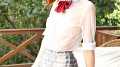 Brunettes woman school uniforms