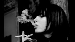 Brunettes woman smoke grayscale