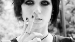 Brunettes woman smoke grayscale