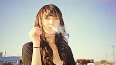 Brunettes woman smoking blue