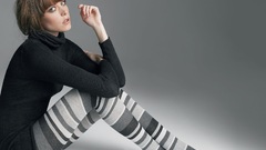 Brunettes woman stockings blue