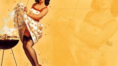 Brunettes woman stockings pinups