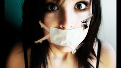 Brunettes woman taped