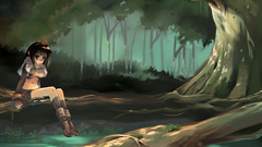 Brunettes woman Trees forests