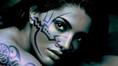 Brunettes woman Tribal piercings