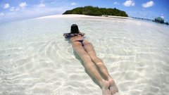 Brunettes woman water ocean