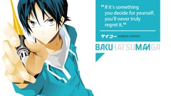 Bubbles Anime glasses office Typography Manga pens blue hair 