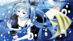 Bubbles fish underwater Deep Sea anime girls hatsune miku 