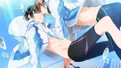 Bubbles underwater blue eyes green eyes goggles black hair Free 