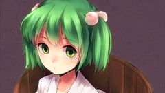 Bucket faces anime girls green eyes short hair green hair 