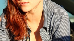 Busty woman redheads cleavage