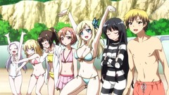 Butterflies Beaches stripes blondes anime girls brunettes boku 