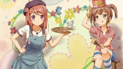 Butterflies bees hats blush long hair anime girls green eyes 