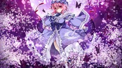 Butterflies moon Anime sakura red eyes Ribbons pink hair pink 