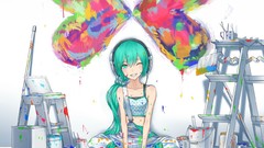 Butterflies paint ladder headphones brush Hearts paintings 