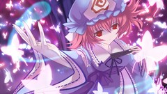 Butterflies red eyes kimono marionette anime girls short hair 