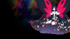 Butterflies wings dress blue hair long hair anime girls brown 
