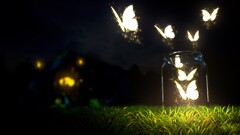 butterfly bottles lights digital art glass jar depth of field
