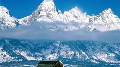 Cabin Mountains clouds Landscapes