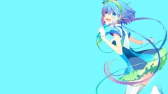 Cables dress singing microphones blush blue hair anime girls 