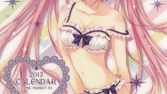 Calendar stockings blush pink hair anime girls bra cleavage 