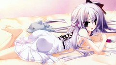 Calm headphones morning dress purple hair Minazuki Fizz