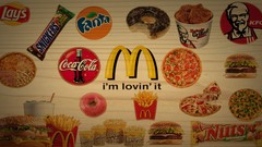 Candies donuts fast food pizza mcdonalds logos snickers kfc