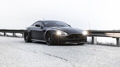 Car Aston Martin matte black LED headlight black cars vehicle