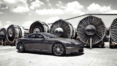 Car Aston Martin vehicle turbines aston martin dbs hangar clouds