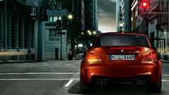 Car BMW vehicle red cars BMW M1 Coupe City street lights BMW 1