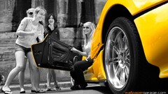 Car Women Zonda Pagani yellow cars selective coloring vehicle