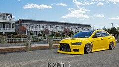 Car yellow cars Mitsubishi Lancer Evo X vehicle Mitsubishi
