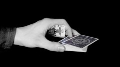 Cards palm hands grayscale