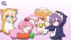 Carrots blondes pink hair long hair blue eyes brown eyes closed 