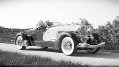 Cars 3d digital art duesenberg grayscale Duesenberg SJ Weimann 