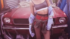 Cars brunettes models photo shoot Isabella Junkyard Isabella 