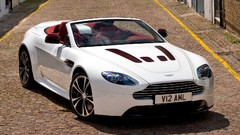Cars convertible roads streets white cars Aston Martin V12 