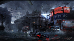 Cars destruction buildings Apocalypse