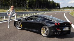 Cars Ferrari widescreen black cars backview cars Ferrari Emblem 
