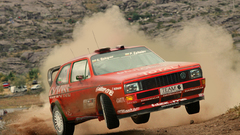 Cars jumping rally Volkswagen