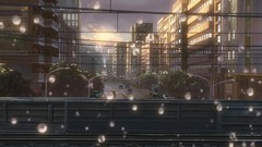 Cars Makoto Shinkai water drops cityscapes power lines the 
