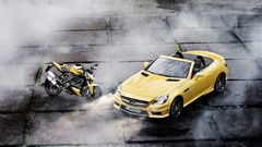 Cars motorbikes Ducati Diavel Mercedes Benz SLK55 AMG