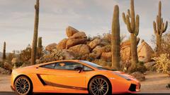 Cars orange Lamborghini cactus